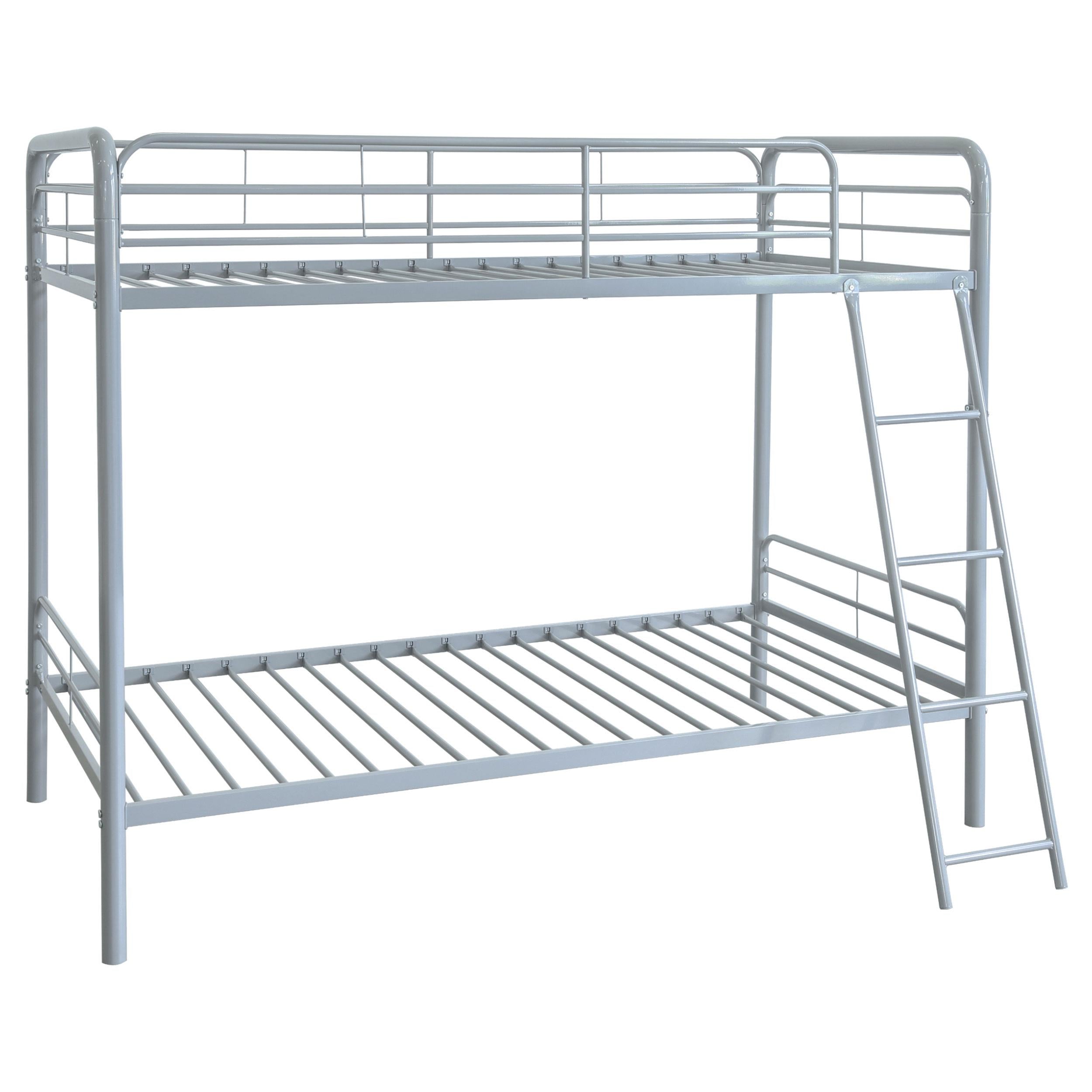 Coaster Furniture Carson 460334SVR Metal Twin Over Twin Bunk Bed - Glossy Silver IMAGE 1